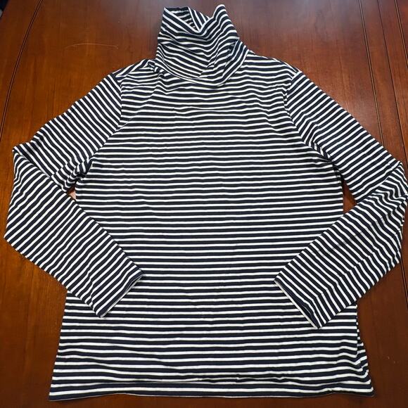 Talbots Tops - Talbots Navy and White Striped Turtleneck Size Large